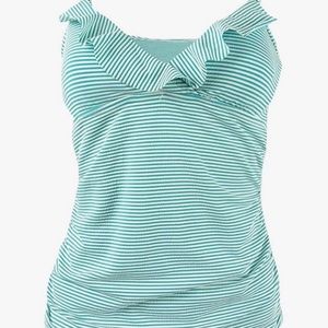 RALPH LAUREN Seersucker Stripe Ruffle Tankini
